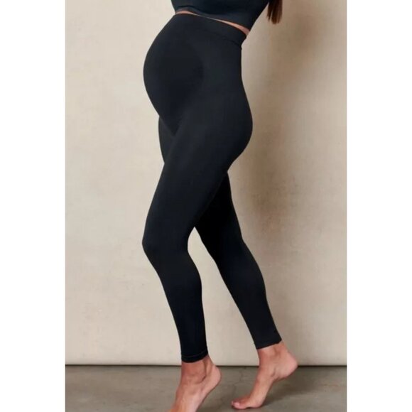 BLANQI Everyday Maternity Belly Support Leggings Womens Large Black Comfort Gym - Picture 1 of 12